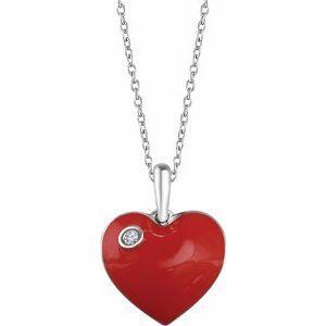 Diamond Red Enamel Heart 18