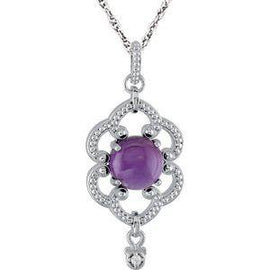 Amethyst & .02 CT Diamond Granulated 18