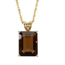Load image into Gallery viewer, 16x12 Emerald Smoky Quartz Scroll Setting® Pendant