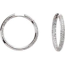 Load image into Gallery viewer, 1 CTW Diamond Inside-Outside Hinged 24 mm Hoop Earrings
