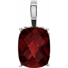 Load image into Gallery viewer, Mozambique Garnet Solitaire Vintage Scroll Pendant