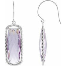 Load image into Gallery viewer, Cushion Rose Quartz Rope-Styled Dangle Earrings