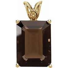 Load image into Gallery viewer, 16x12 Emerald Smoky Quartz Scroll Setting® Pendant