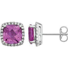 Load image into Gallery viewer, Amethyst & .06 CTW Diamond Earrings