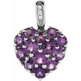 Amethyst & .01 CTW Diamond Heart Pendant