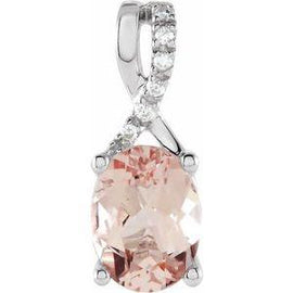 Morganite & .03 CTW Diamond Pendant