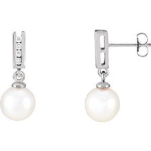 Load image into Gallery viewer, Akoya Cultured Pearl & 1/8 CTW Diamond Earrings