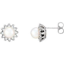 Load image into Gallery viewer, Akoya Cultured Pearl & 1/3 CTW Diamond Earrings