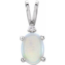 Load image into Gallery viewer, 7x5 mm Oval 4-Prong Accented Cabochon Pendant Mounting