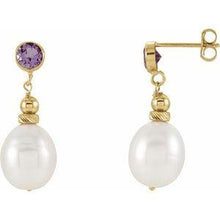 Load image into Gallery viewer, Freshwater Pearl & Amethyst Earrings
