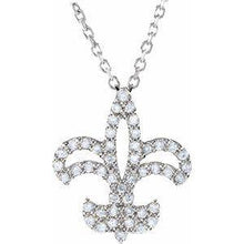 Load image into Gallery viewer, 1/5 CTW Diamond Fleur De Lis 16" Necklace