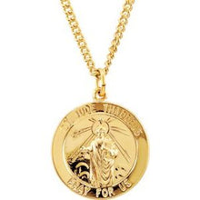 Load image into Gallery viewer, 24K Yellow Gold Plated 22 mm Round St. Jude 24" Necklace