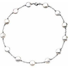 Load image into Gallery viewer, 12-13 mm Freshwater Cultured White Coin Pearl Station 18" Necklace