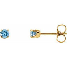 Load image into Gallery viewer, 3 mm Round Blue Sapphire Youth Birthstone Earrings