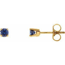 Load image into Gallery viewer, 3 mm Round Blue Sapphire Youth Birthstone Earrings