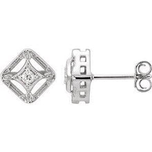 Load image into Gallery viewer, .075 CTW Diamond Filigree Earrings