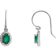 Load image into Gallery viewer, Emerald & 1/5 CTW Diamond Earrings