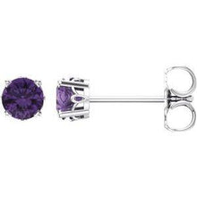 Load image into Gallery viewer, Amethyst 4-Prong Scroll Setting® Stud Earrings