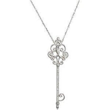 Load image into Gallery viewer, 1/8 CTW Diamond Scroll Key 18" Necklace