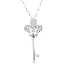 Load image into Gallery viewer, 1/5 CTW Diamond Fleur-de-lis Key 18" Necklace
