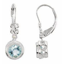 Load image into Gallery viewer, Aquamarine & .02 CTW Diamond Earrings