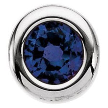 Load image into Gallery viewer, 4 mm Round Imitation Blue Zircon Birthstone Slide Pendant