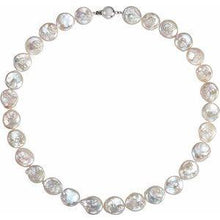 Load image into Gallery viewer, White Freshwater Cultured Coin Pearl 18" Necklace