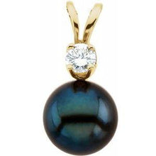 Load image into Gallery viewer, Black Akoya Cultured Pearl & Diamond Pendant