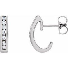 Load image into Gallery viewer, 1/4 CTW Diamond J-Hoop Earrings