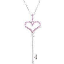 Load image into Gallery viewer, Pink Sapphire Heart Key Pendant