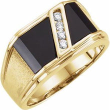 Load image into Gallery viewer, Onyx & 1/8 CTW Diamond Bezel-Set Ring