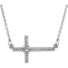 Load image into Gallery viewer, 11.3x20.15 mm Sideways Rope Cross 16.5" Necklace