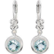 Load image into Gallery viewer, Aquamarine & .02 CTW Diamond Earrings