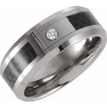 Load image into Gallery viewer, Carbon Fiber .05 CT Black Diamond 8 mm Band