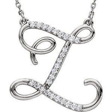 Load image into Gallery viewer, 1/8 CTW Diamond Initial A 16" Necklace