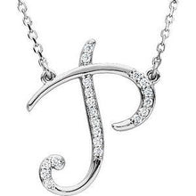 Load image into Gallery viewer, 1/8 CTW Diamond Initial A 16" Necklace