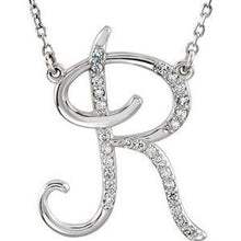 Load image into Gallery viewer, 1/8 CTW Diamond Initial A 16" Necklace