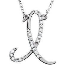 Load image into Gallery viewer, 1/8 CTW Diamond Initial A 16" Necklace