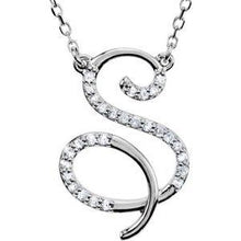 Load image into Gallery viewer, 1/8 CTW Diamond Initial A 16" Necklace