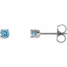 Load image into Gallery viewer, 3 mm Round Blue Sapphire Youth Birthstone Earrings