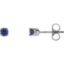 Load image into Gallery viewer, 3 mm Round Blue Sapphire Youth Birthstone Earrings