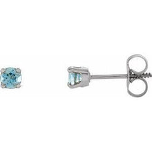 Load image into Gallery viewer, 3 mm Round Blue Sapphire Youth Birthstone Earrings