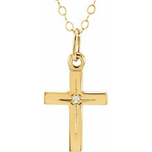 Load image into Gallery viewer, .005 CT Diamond Cross 15" youth Necklace