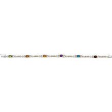 Load image into Gallery viewer, 14t White Amethyst, Citrine, Mozambique Garnet, Rhodolite Garnet, Peridot, Swiss Blue Topaz & 1/10 CTW Diamond 7.5" Bracelet