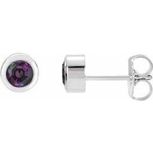 Load image into Gallery viewer, 4 mm Round Genuine Mozambique Garnet Birthstone Earrings