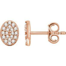 Load image into Gallery viewer, 1/6 CTW Diamond Oval Cluster Earrings