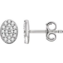 Load image into Gallery viewer, 1/6 CTW Diamond Oval Cluster Earrings