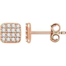 Load image into Gallery viewer, 1/5 CTW Diamond Square Cluster Earrings
