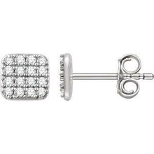 Load image into Gallery viewer, 1/5 CTW Diamond Square Cluster Earrings