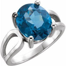 Load image into Gallery viewer, 12x10 mm Oval London Blue Topaz Ring